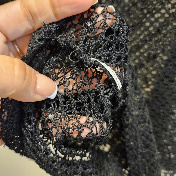 ELEMENTZ Black Crochet Sequins Short Sleeves Top size M - Picture 8 of 9